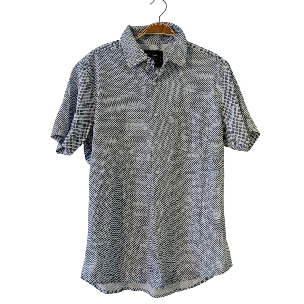 Monument Clothing Co. Button Up Shirt M‎ Short Sleeve Blue Small Sun Print NWOT